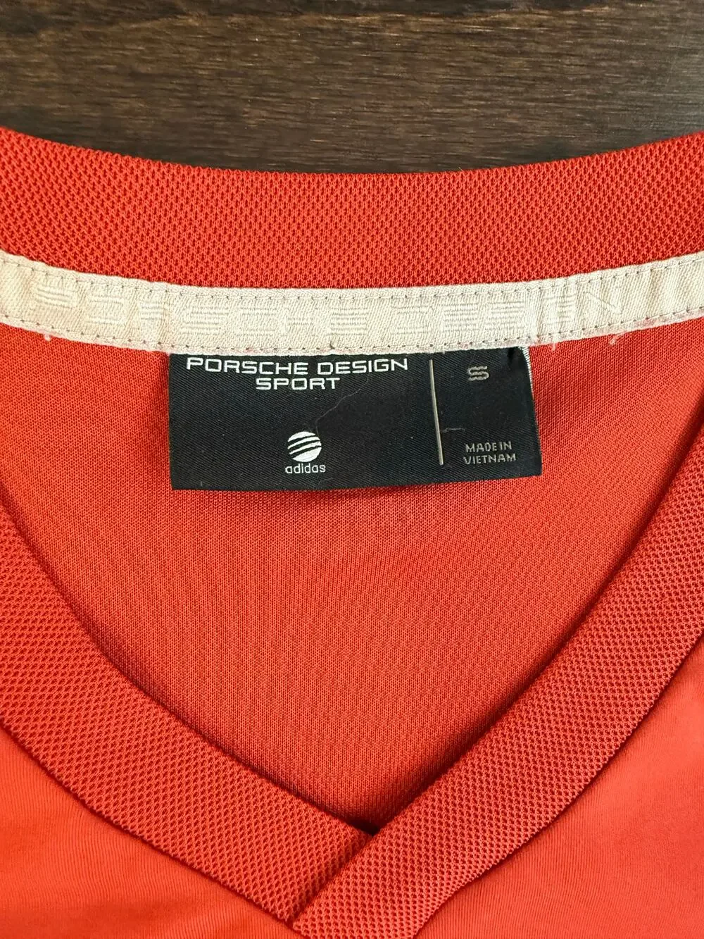 Porsche Design Sport Adidas V-Neck Shirt Red Performance Knit (Size S)